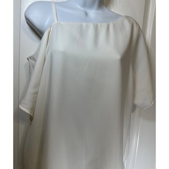 3 for $15 Black Label by Chico, Off-Shoulder White Chiffon Blouse, Chico SZ 0 - Picture 3 of 9